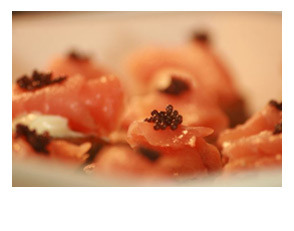 Buckwheat blini with gravlax and caviar